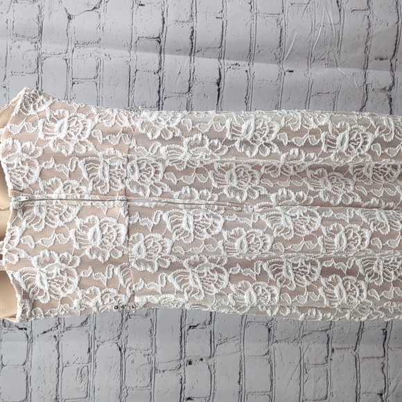 Long Lace Dress with Cutaway Bodice and Slit Skirt - Picture 6 of 14